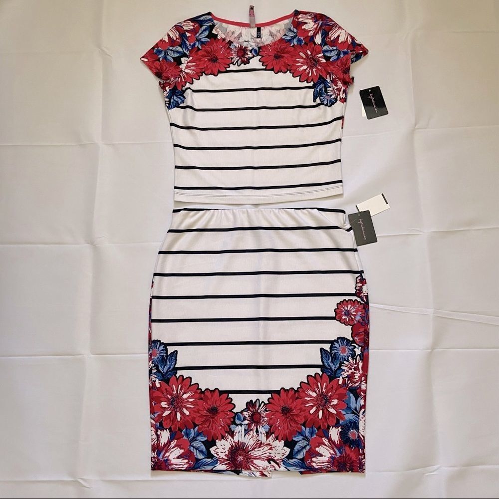 BIG STRIKE USA Crop 2pc Top and Skirt Tube Set